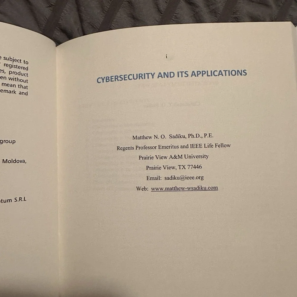 Cybersecurity and Its Applications by Matthew N. O. Sadiku • Hardcover New 2023